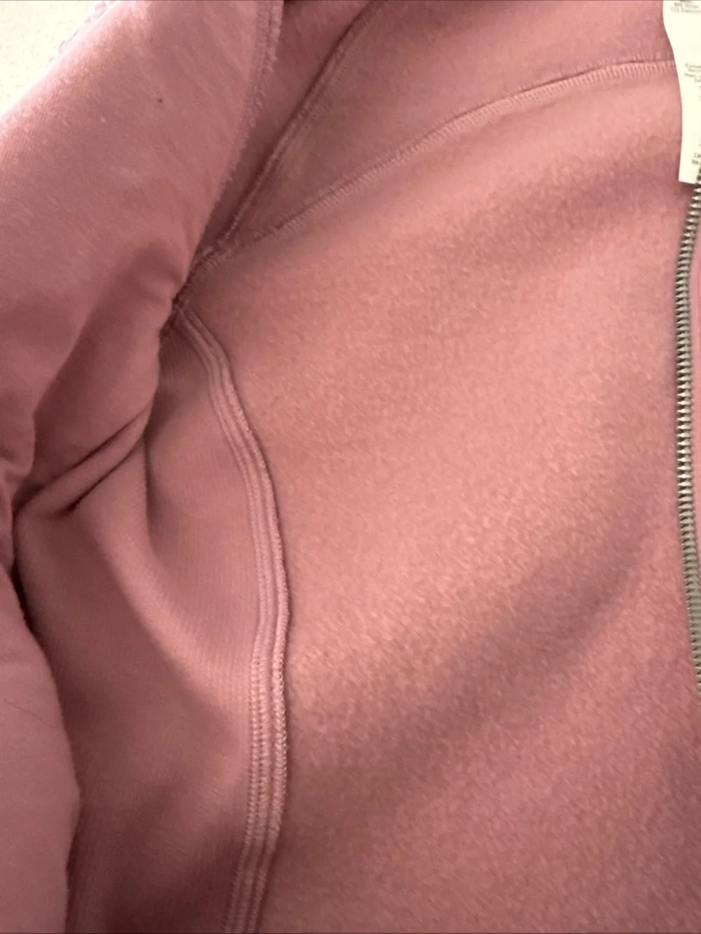 Lululemon Scuba Full Zip Hoodie Size 2 Powder Pink Cotton Jacket Pockets